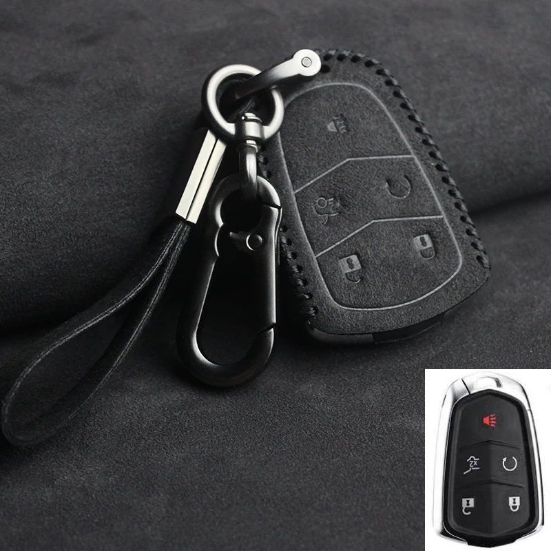 Leather Car Key Case Cover Shell Fob For Cadillac Escalade ATS BLS CTS CT4 CT5 CT6 EXT STS SLS SLR SRX XLR XTS XT4 XT5 XT6