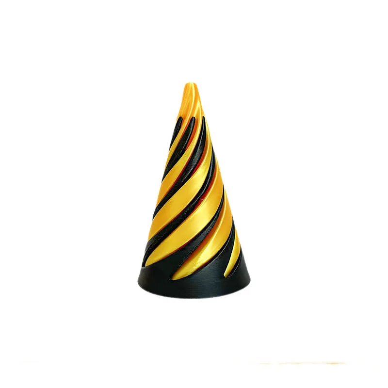 3D Printed Dual Color PLA Spiral Cone Fidget Toy Pass through Pyramid Vortex Thread Illusion Sculpture Ornaments for Adults