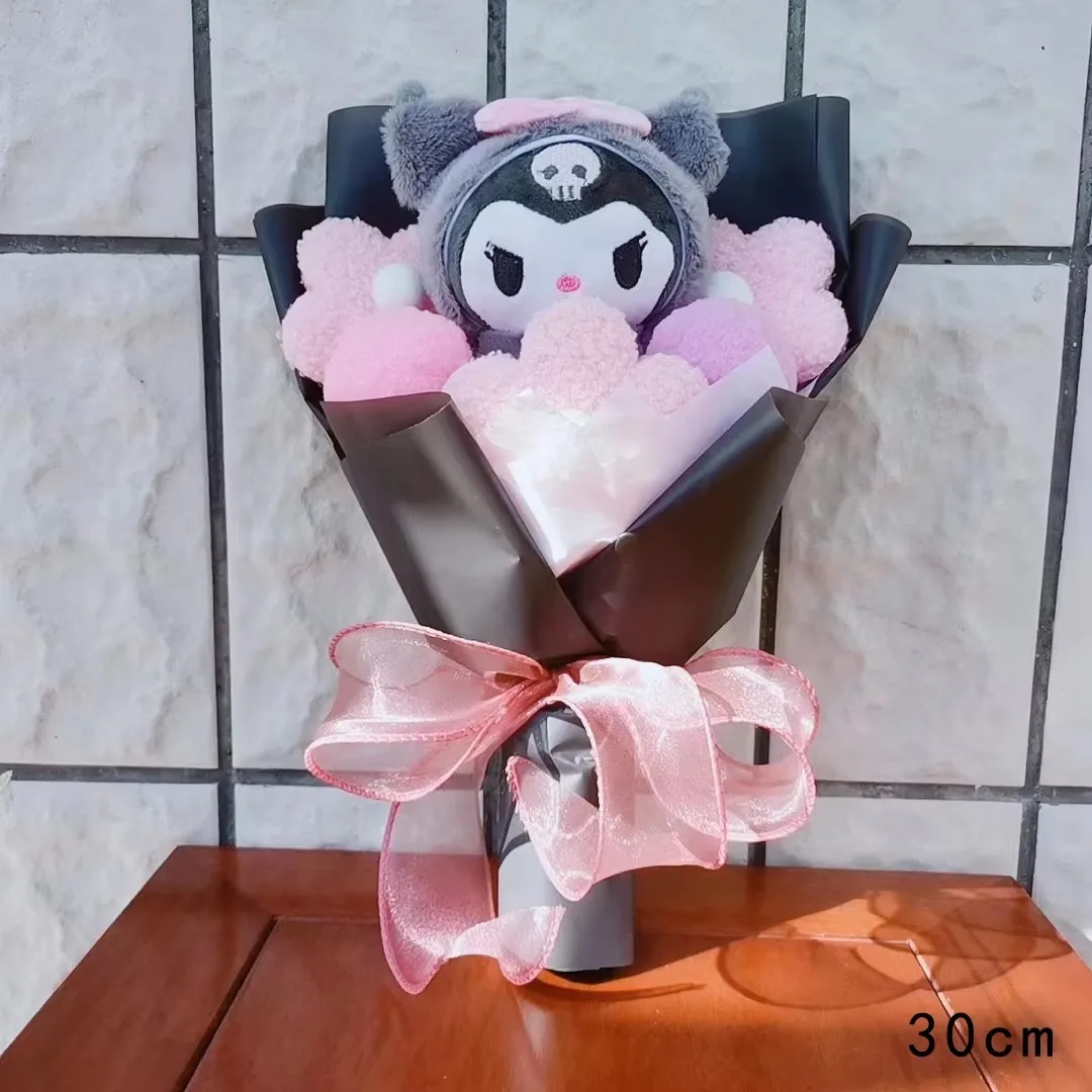 Anime Hello Kitty Kuromi Bouquet dessin animé cannelle poupées en peluche animaux en peluche saint valentin anniversaire remise des diplômes cadeau