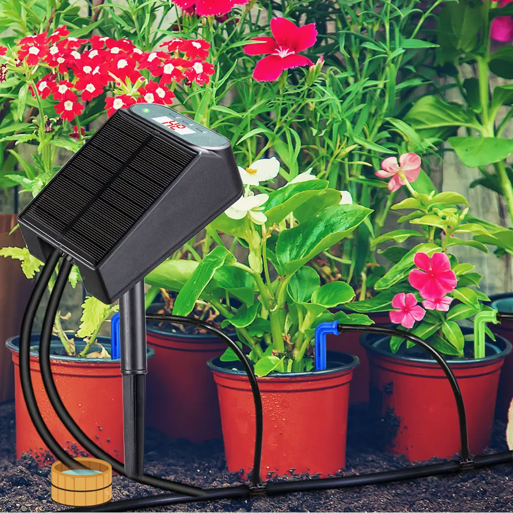 Garden Mini Solar Timer Watering System Solar Powered Automatic Irrigation Kit for Balcony Potted Plants Drip Equipment Fittings