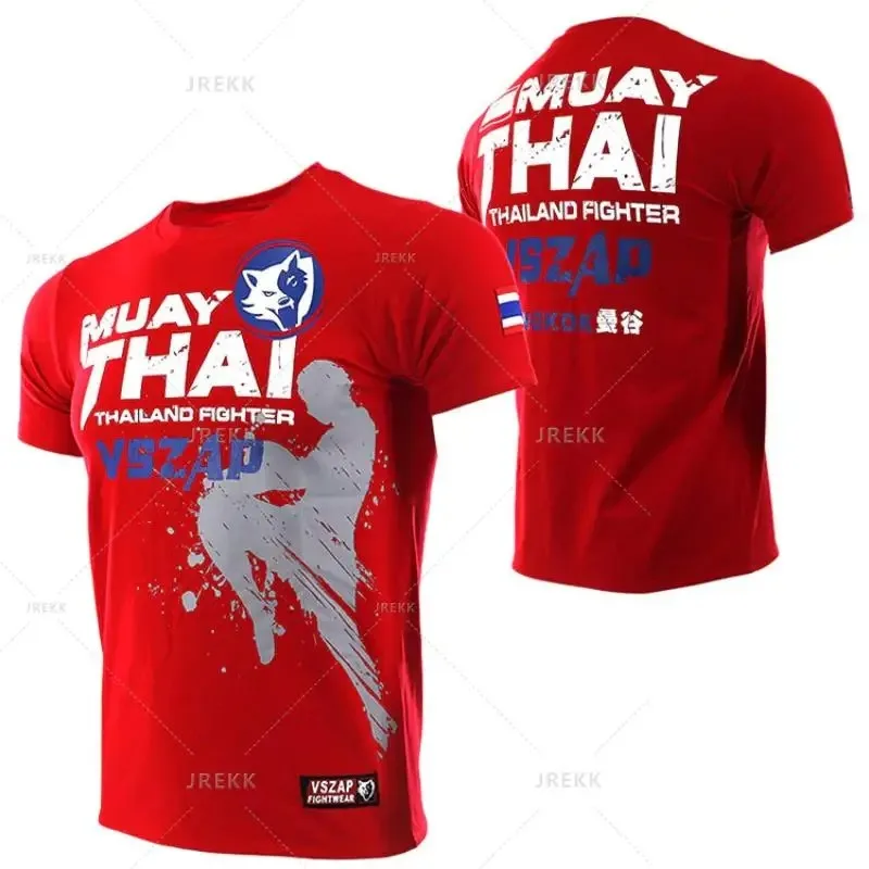 2024 Vszap Taekwondo Fitness Fighting Sanda Training Short Sleeve T-shirt MMA Sport Fighting Martial Arts Wind Thai Boxing