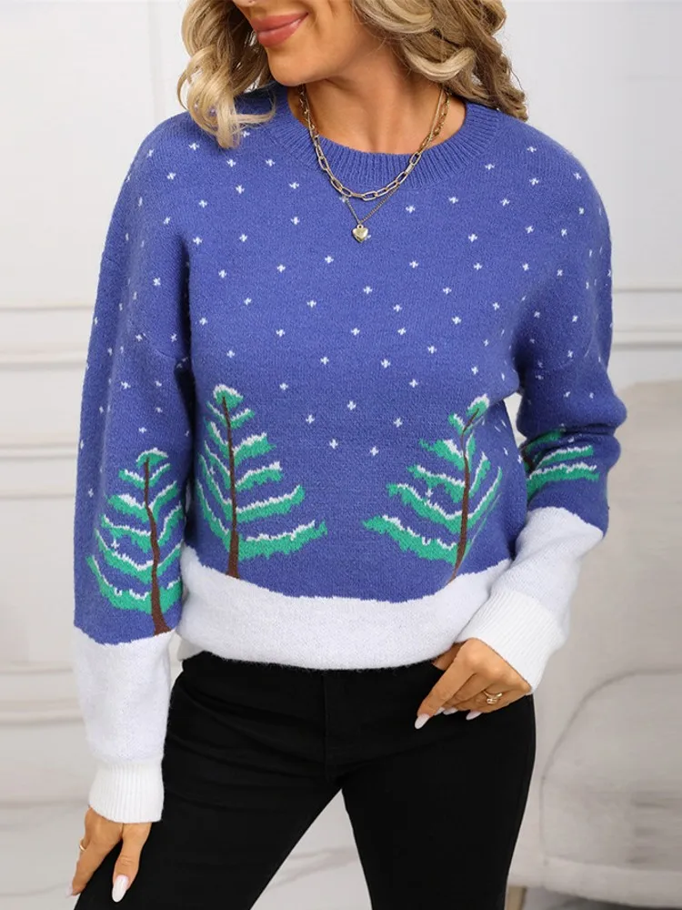 

Christmas O-Neck Sweater Women Fashion Simple Winter Pullover Jumper High Elastic Knitted Fall Female Basic Casual Pullover Tops