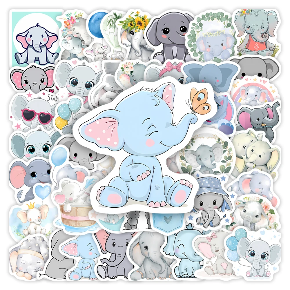 Cute Cartoon Elephant Stickers Sweet DIY Kids Toys Gift Decorative Decal for Scrapbook Laptop Phone Luggage Bottles Waterproof