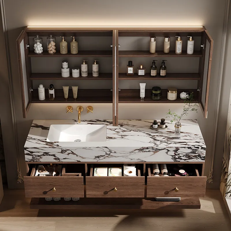 

Керамическая комбинированная тумба для ванной комнаты с интегрированной раковиной из сланца