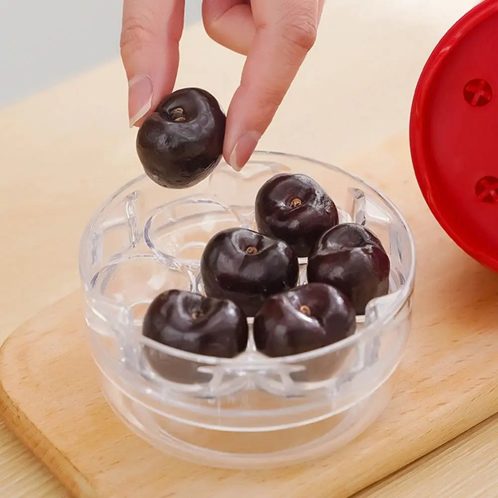 

with 7 Holes Cherry Pitter Easy-Press Plastic Cherry Corer Nuclei Removal Efficient Cherry Stone Remover Kitchen Tool