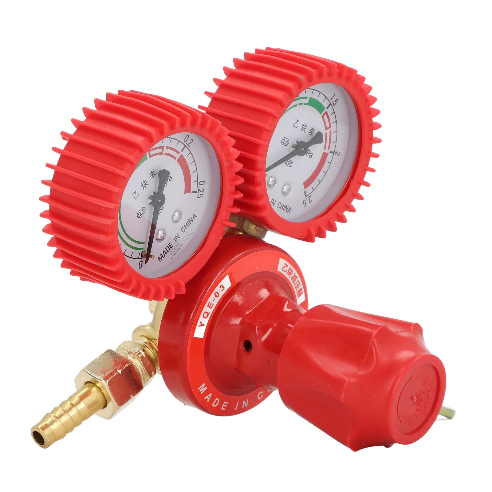 Acetylene Pressure Reducer 8mm Inlet Port Dual Display Shockproof Welding Acetylene Gauge Meter