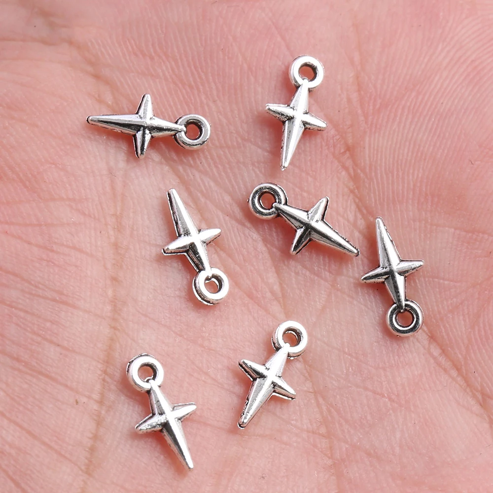 60 Pieces of Four-Pointed Star DIY Handmade Pendants, with a Three-Dimensional Pointed Star Design, Simple and Trendy, Come with a Hanging Loop, Easy to String Together, Can Be Used to Make Bracelets, Necklaces, Key Chains, and Bag Accessories Suitable for Street-Style Niche Accessories, Trendy Handmade Items, Gift Decorations, and DIY Creative Versatile Personalized Decorative Accessories.
