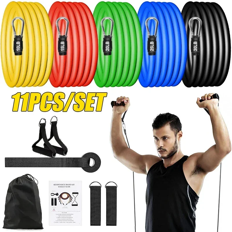 

11Pcs/Set Pull Rope TPE Resistance Bands Portable Fitness Equipment Elastic Exercise Band Ankle Strap Chest Expander Exercise