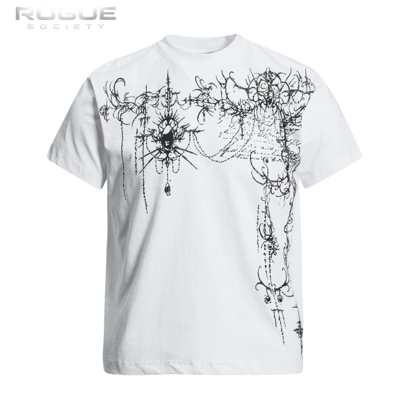 American Gothic Thorn Print T-shirt Men Neutral Fit Harajuku Hip Hop Clothing Streetwear Y2K Aesthetic Casual Summer Tops Unisex