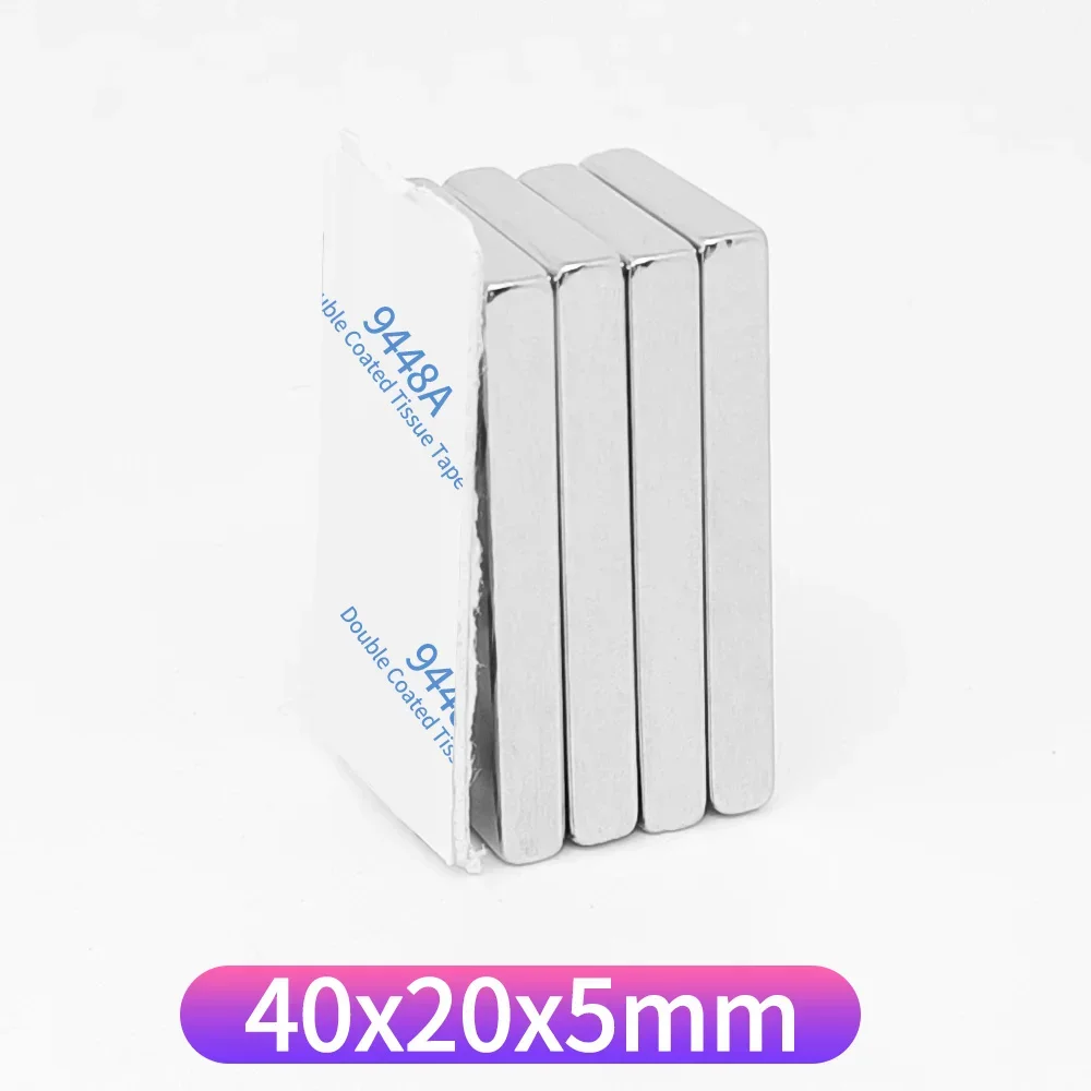 40x20x5mm Block Powerful Strong Magnetic Magnets 40*20*5 Quadrate Magnet With Tape For Fridge DIY Scientific Craft 40x20x5