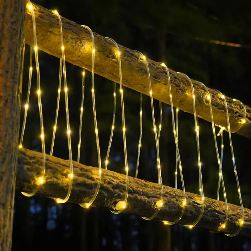 Solar Rope Lights 50/100 LED Waterproof Tube Fairy Lights Warm /White/RGB Outdoor Decorative String Lights for Patio Yard Fence