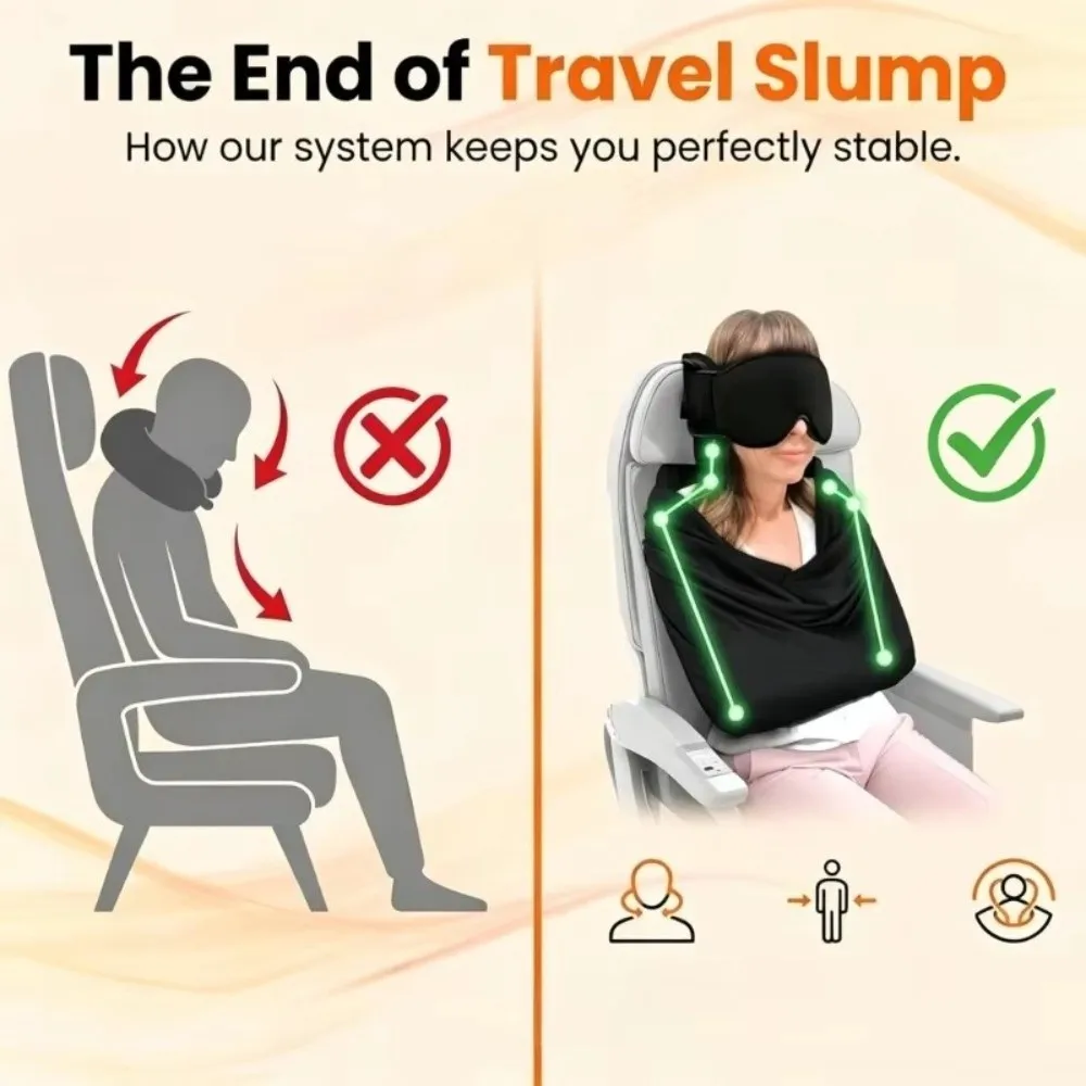 New Adjustable Travel EyeMask Neck Pillow Support Comfortable Car Sleep Support Multi-Use Function EyeMask Pillow For Car Use