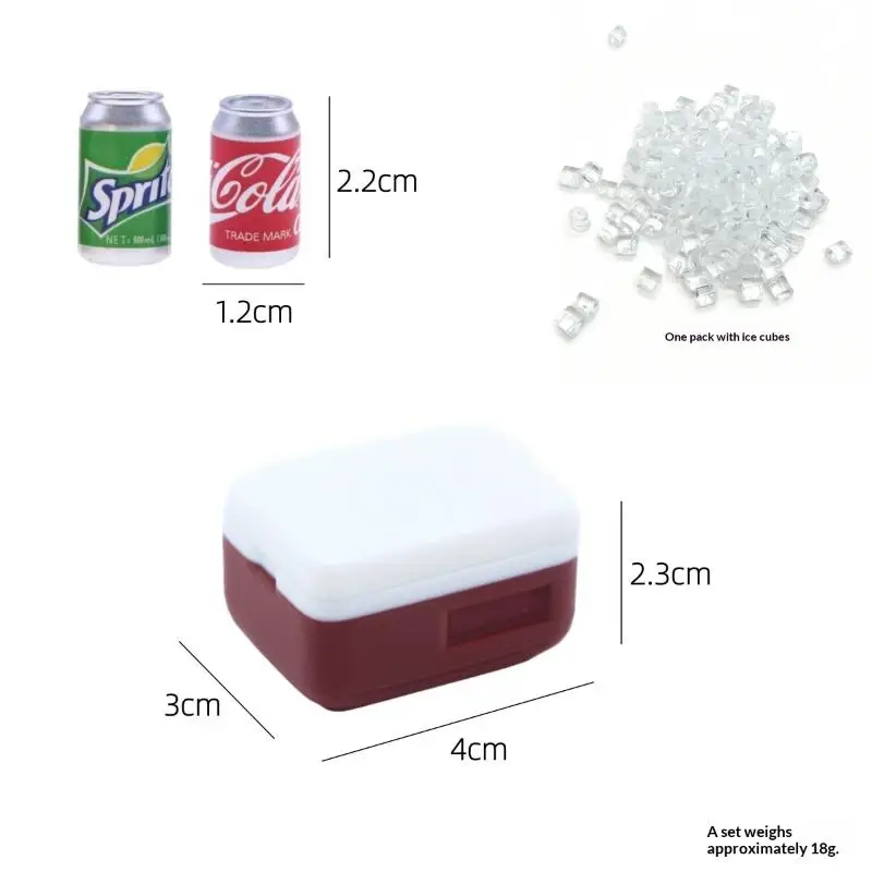 New 1 Set Summer Outdoor Scene Beverage Cooler Dollhouse Miniature Portable Refrigerator Box Simulation Ice Drink Kit view 5