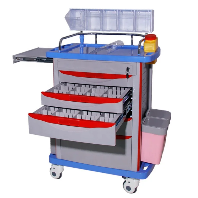 factory wholesale hospital furniture  medical emergency trolleys patient emergency trolley plastic emergency trolley