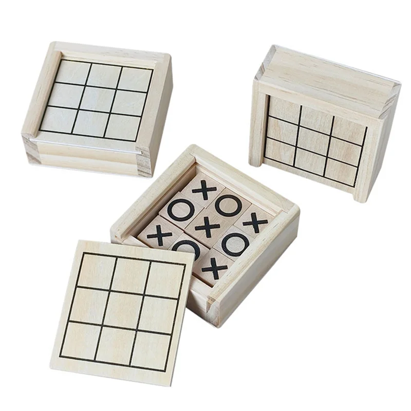 A19Q-Wood Xo Tic Tac Toe Gra Planszowa dla Dzieci Interaktywna Gra Logiczna dla Rodziców i Dzieci Zabawna Gra Puzzle dla Dzieci Prezent