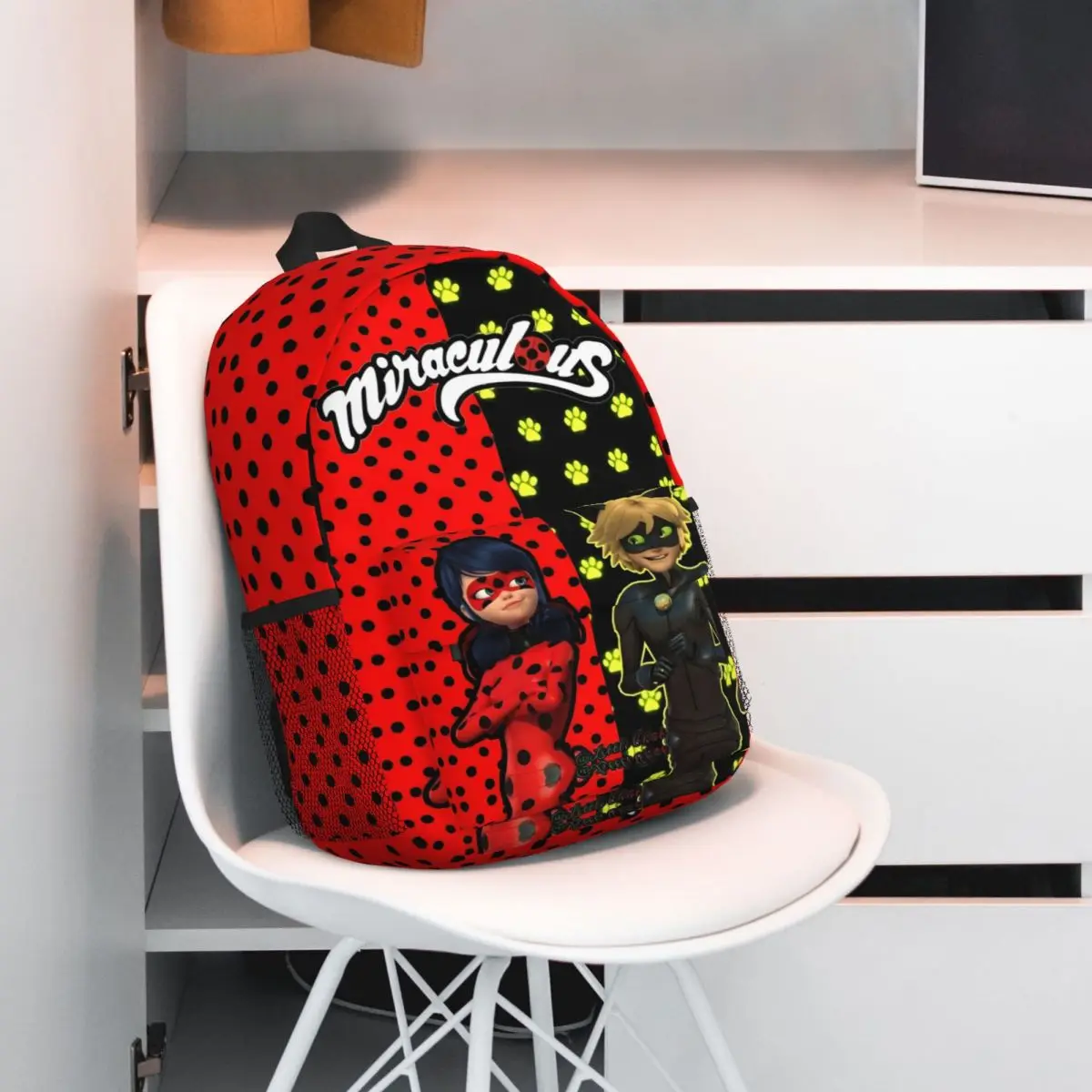 Mochila personalizada M-Miraculous-L-L-Ladybug, mochila escolar para estudiantes para hombres y mujeres, bolsas de lona para ordenador portátil de 15,7 pulgadas y 17,7 pulgadas