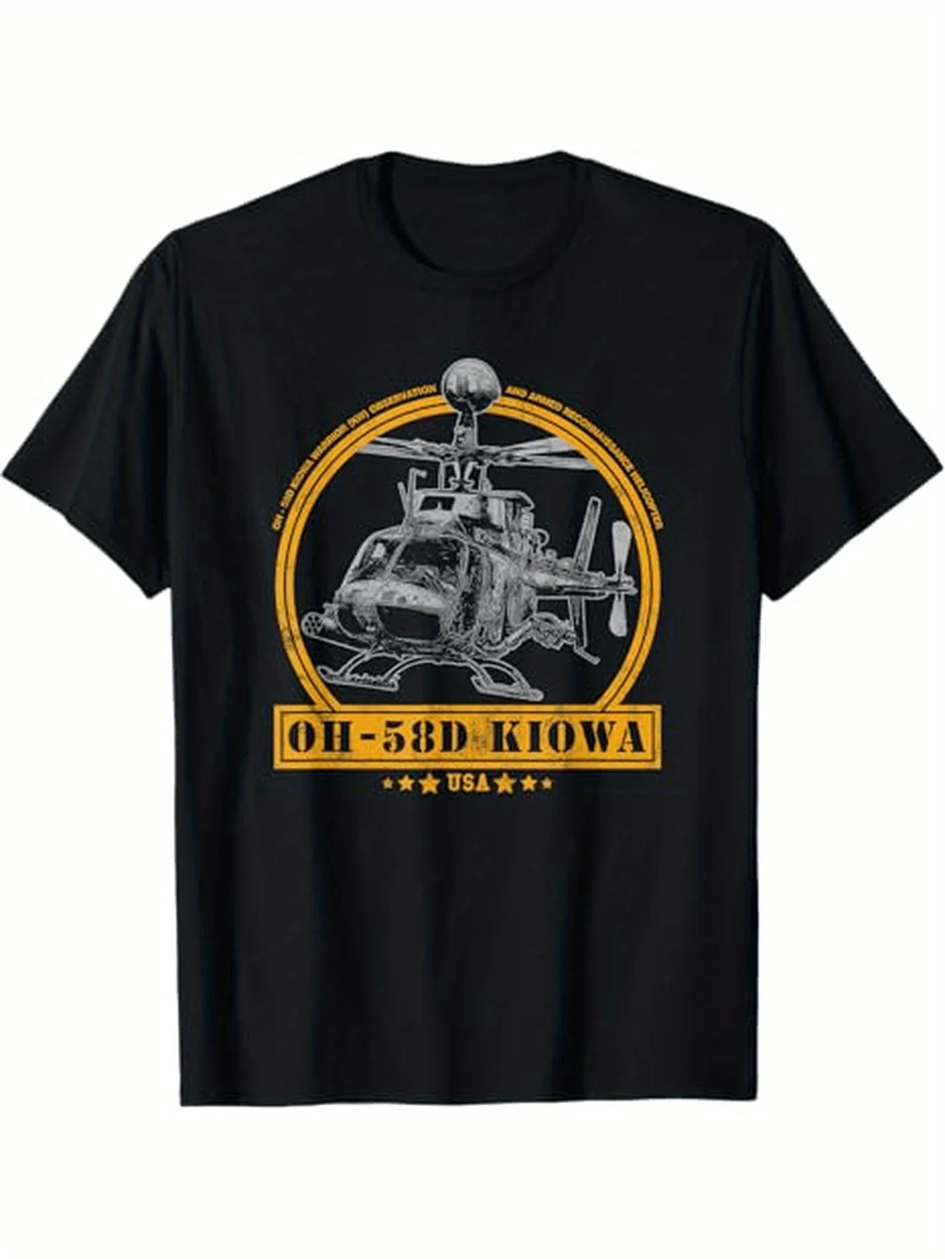 OH-58D Kiowa Warrior helicóptero camiseta 100% algodón cuello redondo manga corta verano Casual camiseta para hombre ropa de calle