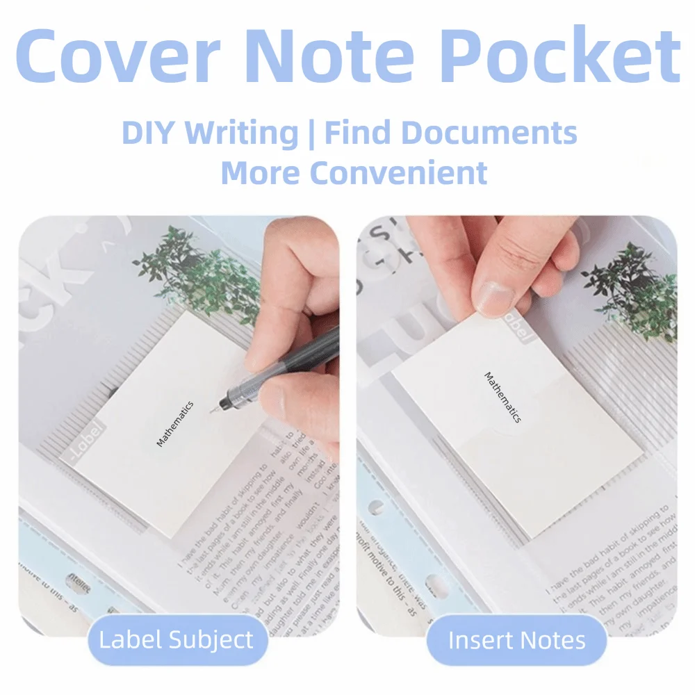 

A4 Loose Leaf File Folder INS Transparent File Bag Exam Paper Storage Bag Durable Detachable Data Book A4 Loose Leaf File Folder