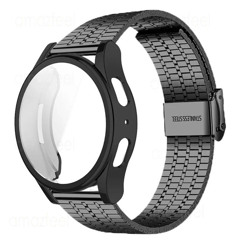 Custodia protettiva per cinturino per Samsung Galaxy Watch 7 44mm bracciale in acciaio inossidabile per Galaxy Watch 7 40mm TPU Cover protettiva Frame