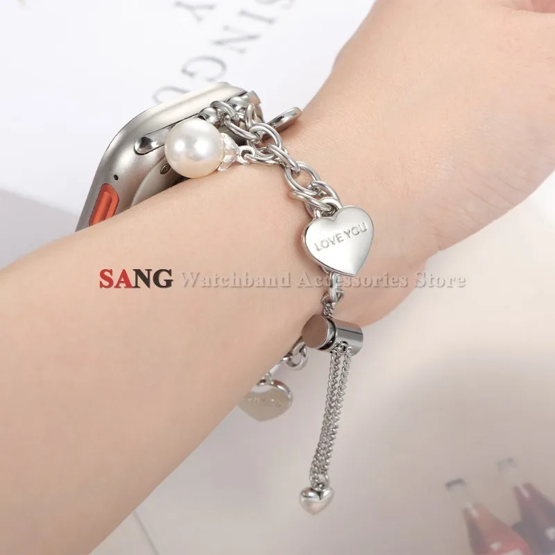 Love Metal Chain Adjustable Watchband for Apple Watch 38/40/41/42/44/45/46/49mm for Iwatch 9 8 7 6 SE Metal Strap Bracelets Belt - view 6