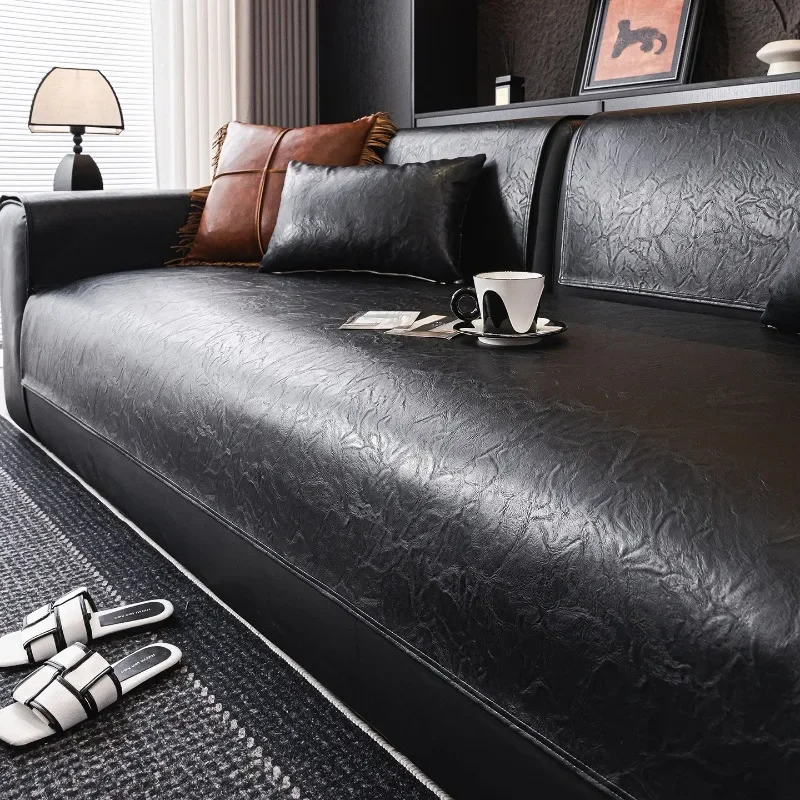 Leather Sofa Cushion Light Luxury Style Non-slip Leather Sofa Seat Cushion Waterproof Urine Barrier Four-season Sofa Towel