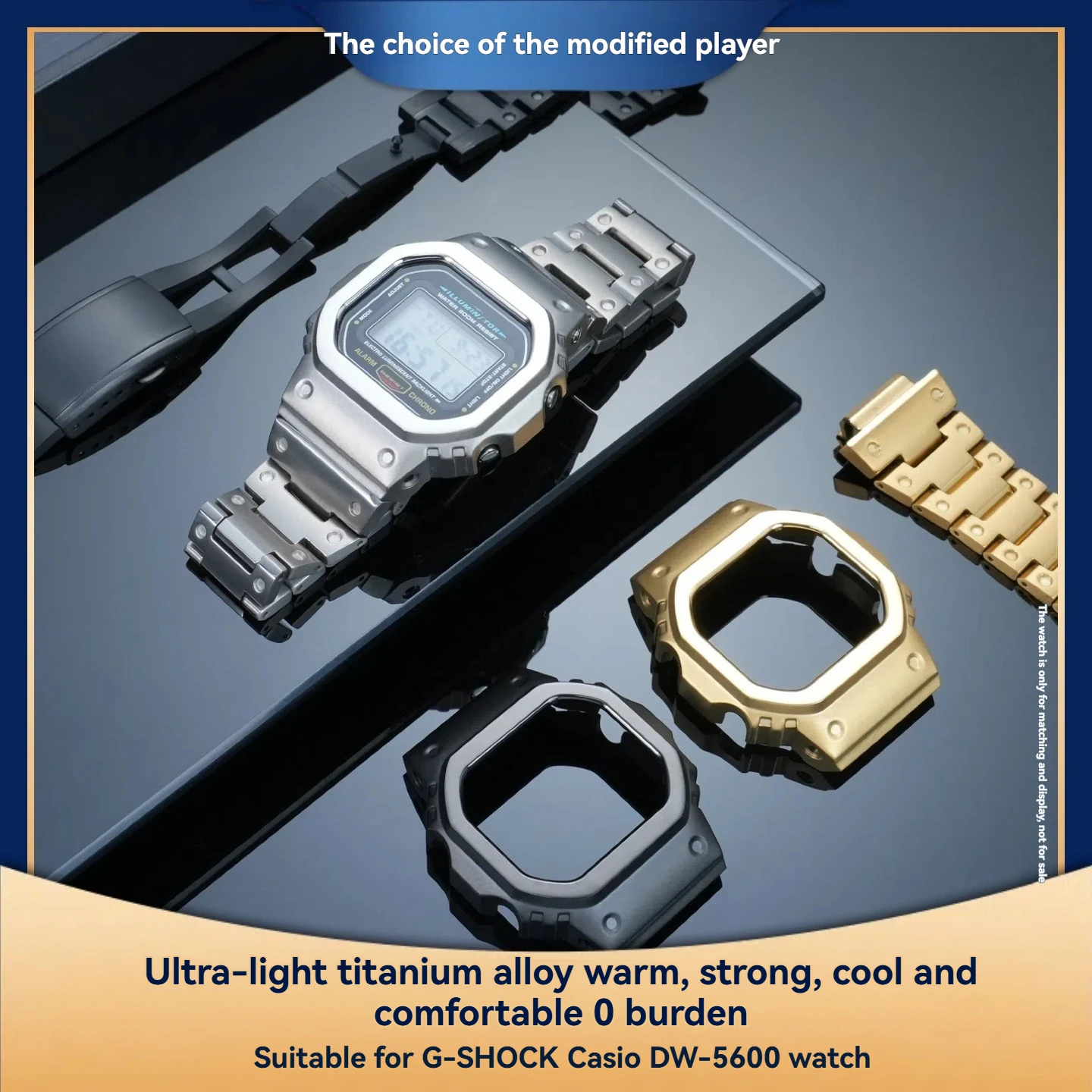 

Upgraded Titanium Alloy Bezel Case + Strap Kit for Casio G-SHOCK DW5600/GW-B5600/GW-M5610/ G-5600/GLX-5600–Repair Tool Included