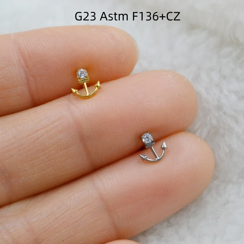 10pcs Body Jewelry  G23 Titanium Piercing CZ New Lip Labret Bar Ear Helix Tragus Rook Barbells Stud Piercing Jewelry