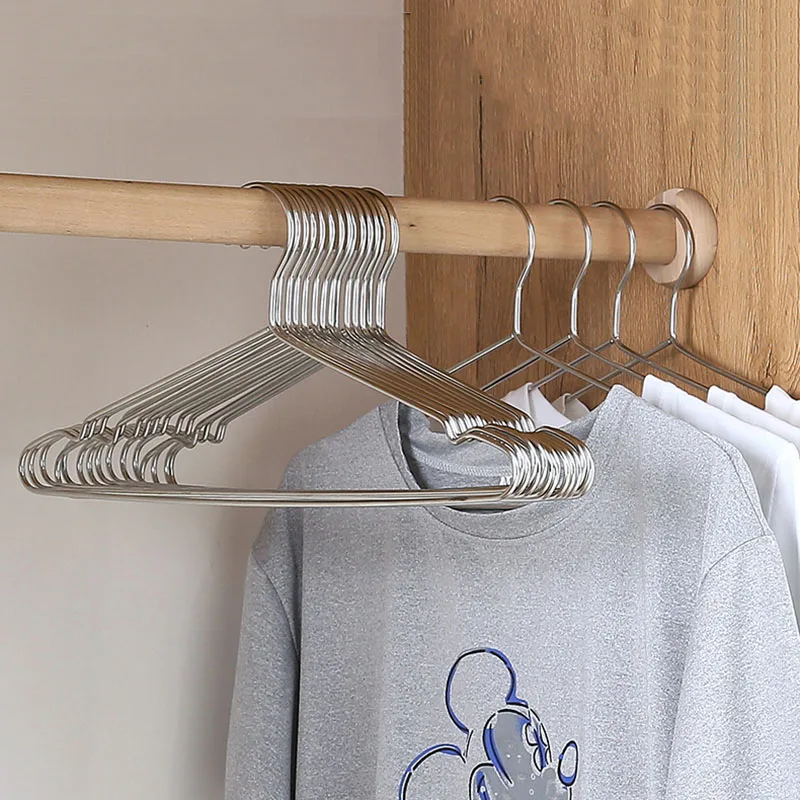 NEW 10-20pcs Stainless Steel Anti Slip Coat Hanger For Adult Clothes Organizer Wardrobe Organizer Balcony Metal Drying Rack