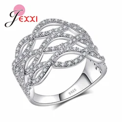 Vintage 925 Sterling Silver Engagement Crystal Rings For Women Bands Ring with Blue Bague Anel Wedding Rings Jewellery