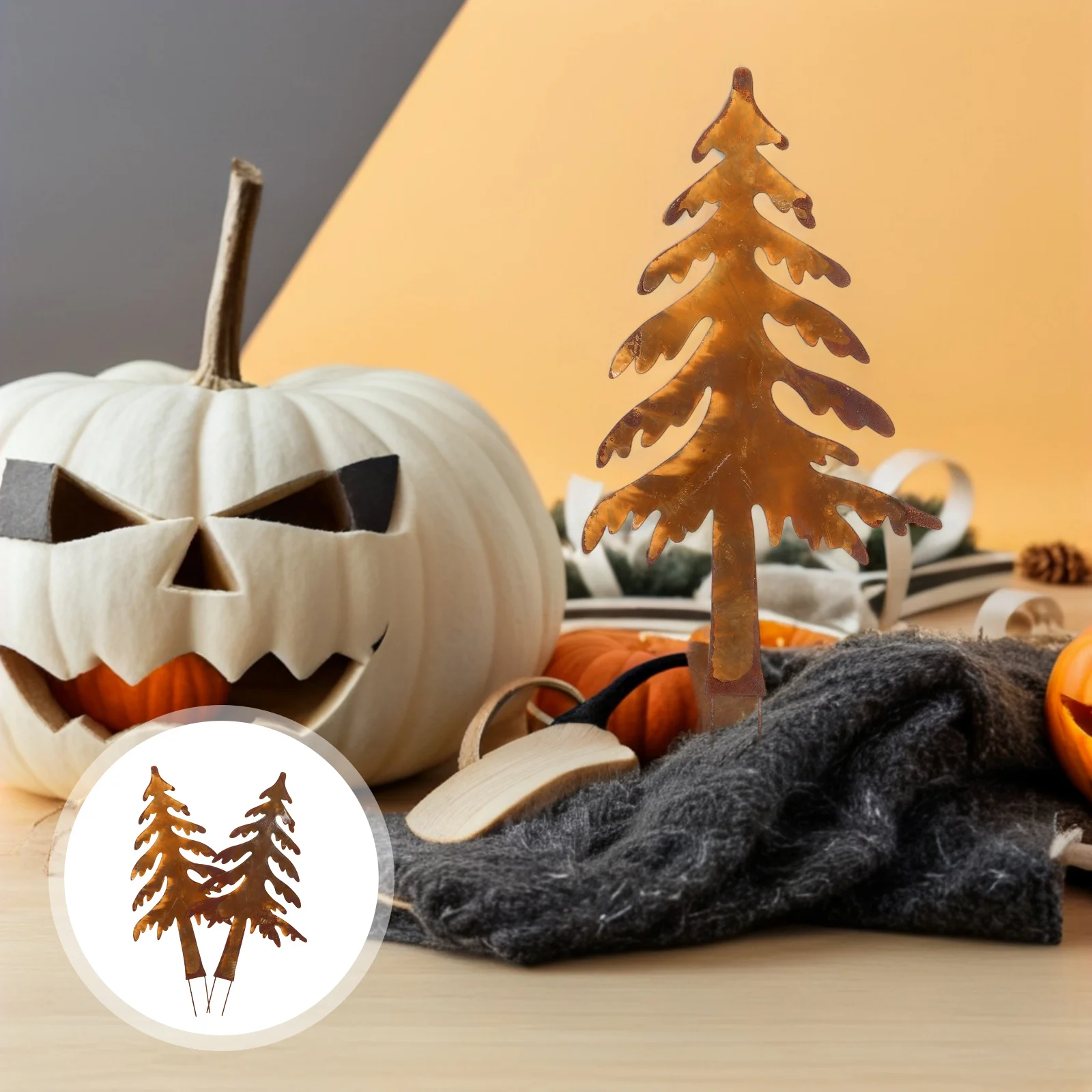 

2Pcs Metal Garden Stakes Rustic Iron Craft Christmas Halloween Yard Decorations Outdoor Flower Bed Decorative Signs