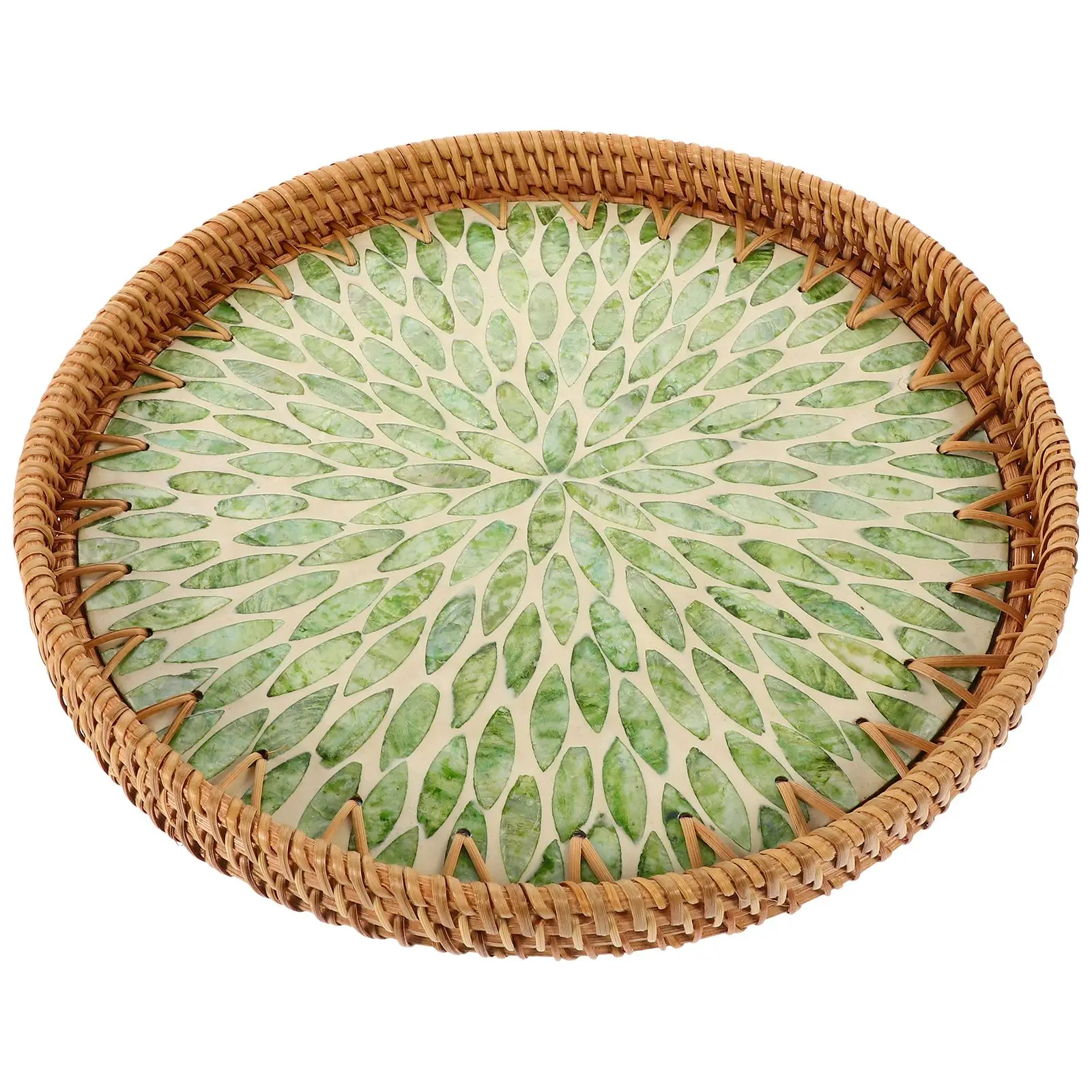 

30cm Handmade Bamboo Woven Basket Snack Serving Plate Fruit Storage Holder Woven Dried Fruit Storage Tray