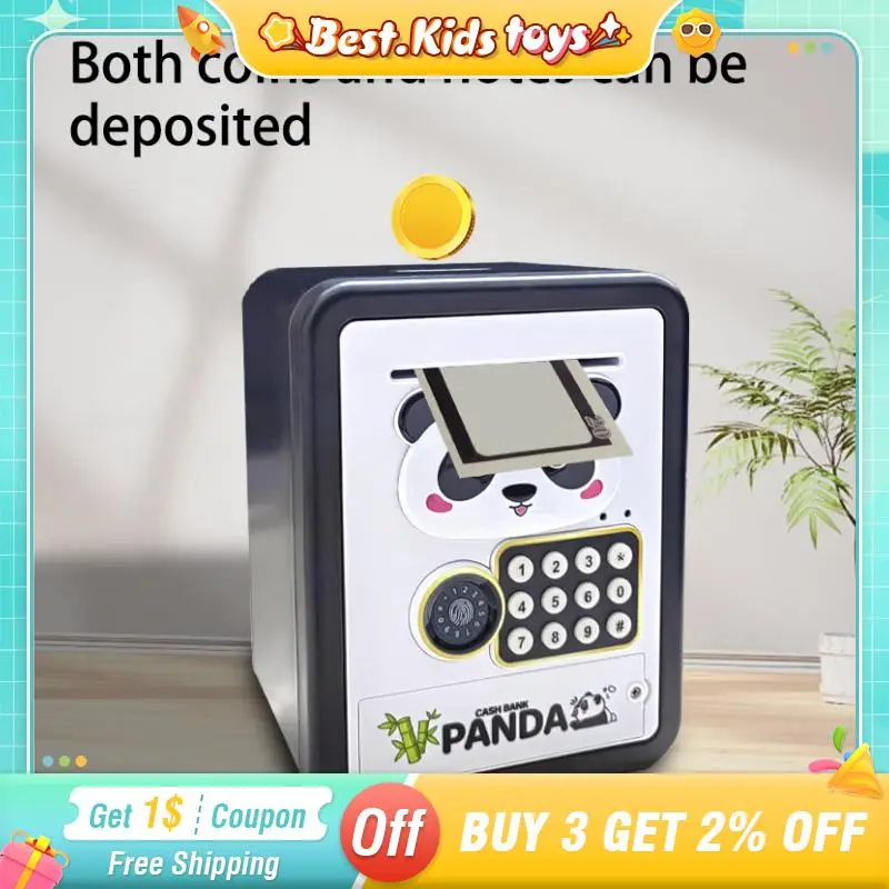 Cartoon Panda Piggy Bank Password Fingerprint Coin Automatic Roll Money Saving Box Kids Toys Cash Bank Girls Boys Christmas Gift