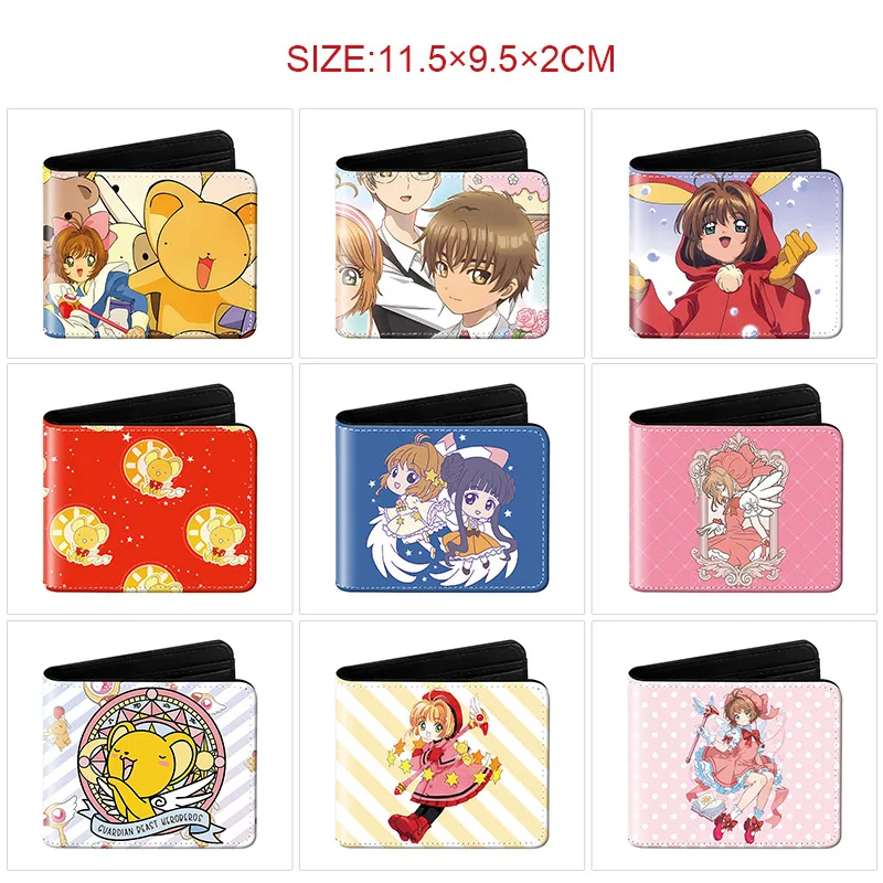 

Kinomoto Sakura Tomoyo Daidoji Figures Anime Cardcaptor Sakura Wallet Pu Leather Two Fold Wallet Cover Capacity Storage Card Bag