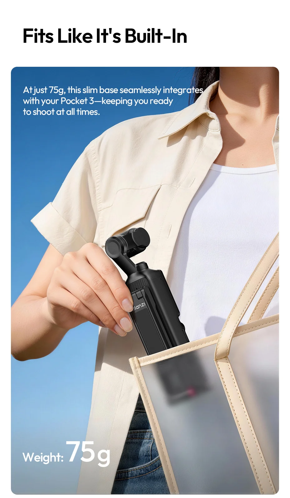 � Ulanzi MA66 Magnetisches Schnellwechsel-Stativ für DJI Pocket 4/4p/3, faltbarer Selfie-Stick-Griff-Stativ mit verstecktem Haken für Reisen – Detail 3