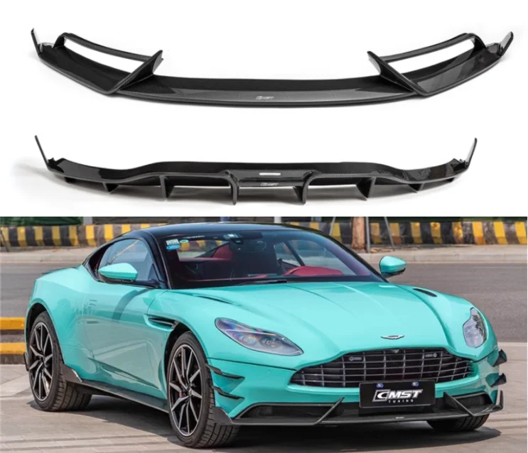 For Aston Martin DB11 2016-2023 Real Dry Carbon Fiber Bumper Front Splitters Lip Rear Trunk Diffuser Spoiler Cover Body Kit