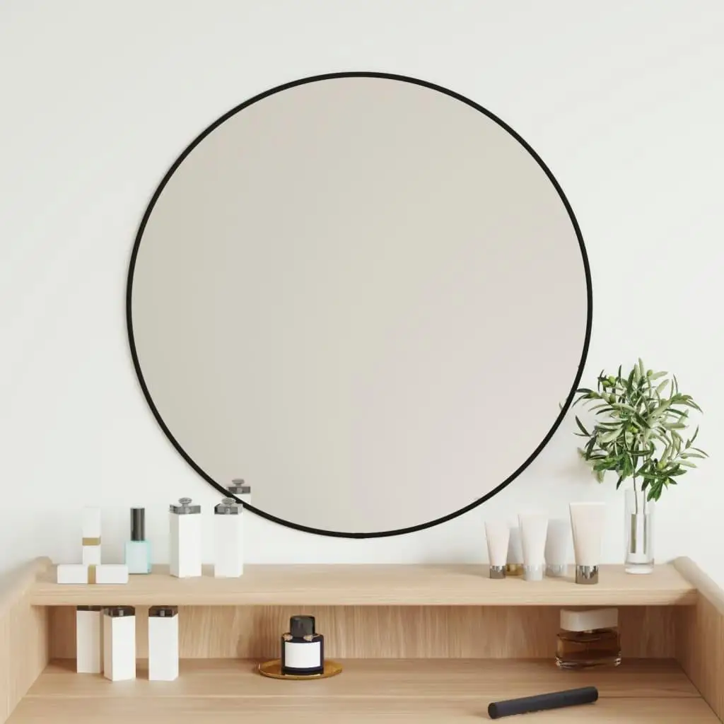 60cm Round Black Wall Mirror - Modern Decor for Home & Office