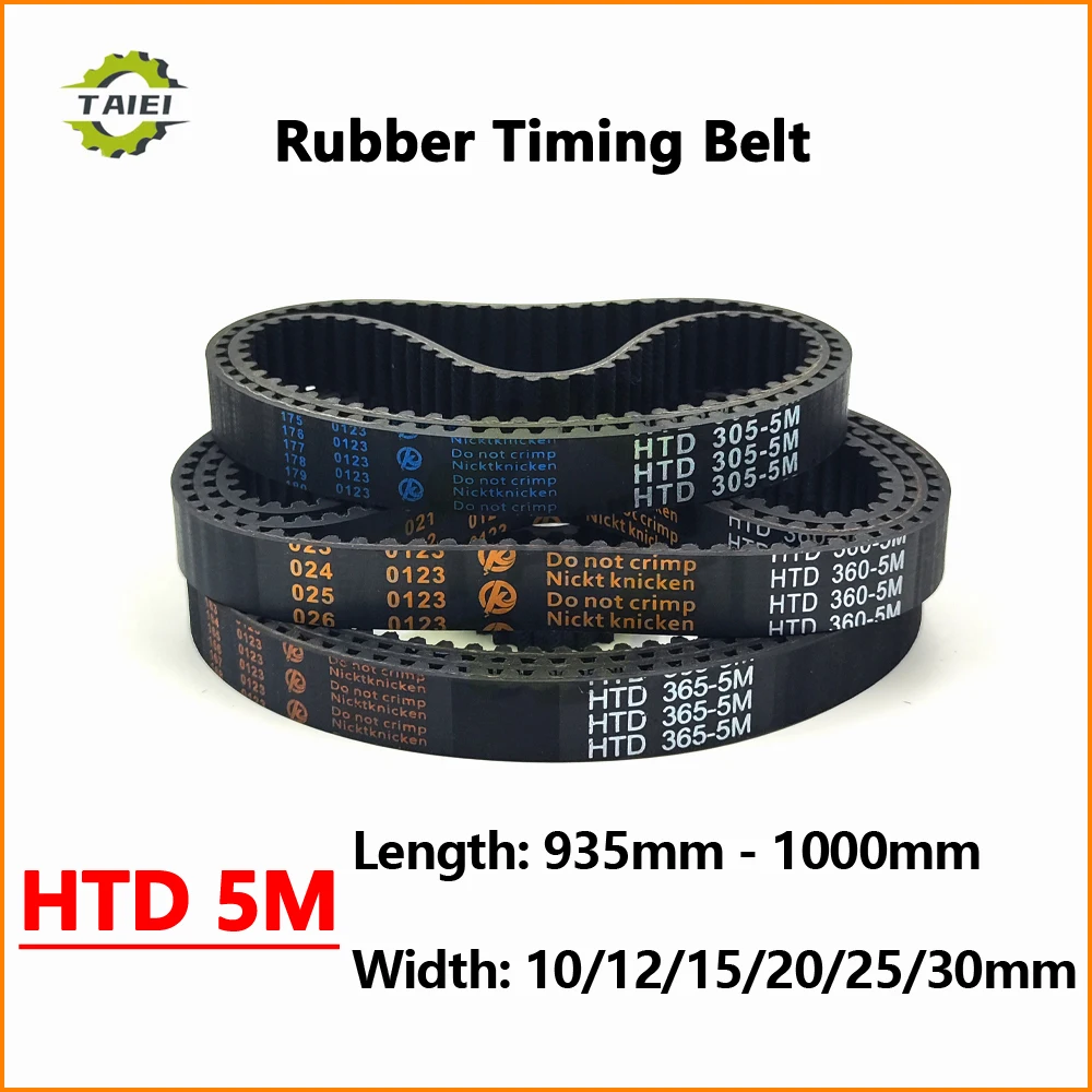 

HTD 5M Rubber Synchronous Belt Length 935 940 945 950 955 960 965 970 975 980 985 990 995 1000mm Width 10-30mm Timing Drive Belt