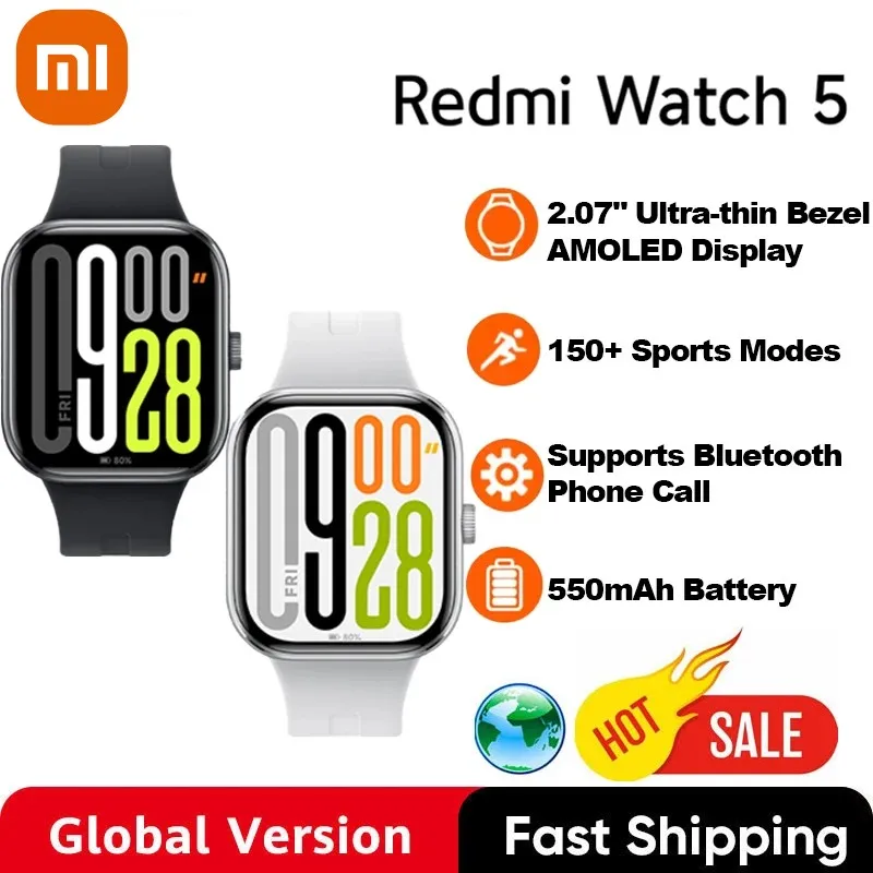 XIAOMI Global Version Redmi Watch 5 2.07" AMOLED display 150+ sports modes 550mAh Battery Heart Rate Blood Oxygen Monitor
