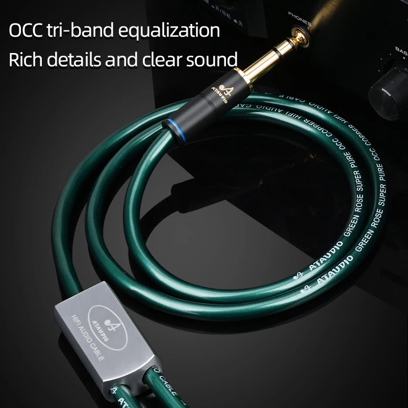 ATAUDIO HiFi 6.5 مللي متر إلى 2RCA كابل الصوت OCC مزدوج التدريع 6.5 TRS جاك إلى 2RCA كابل ذكر مطلية بالذهب التوصيل لمضخم الصوت