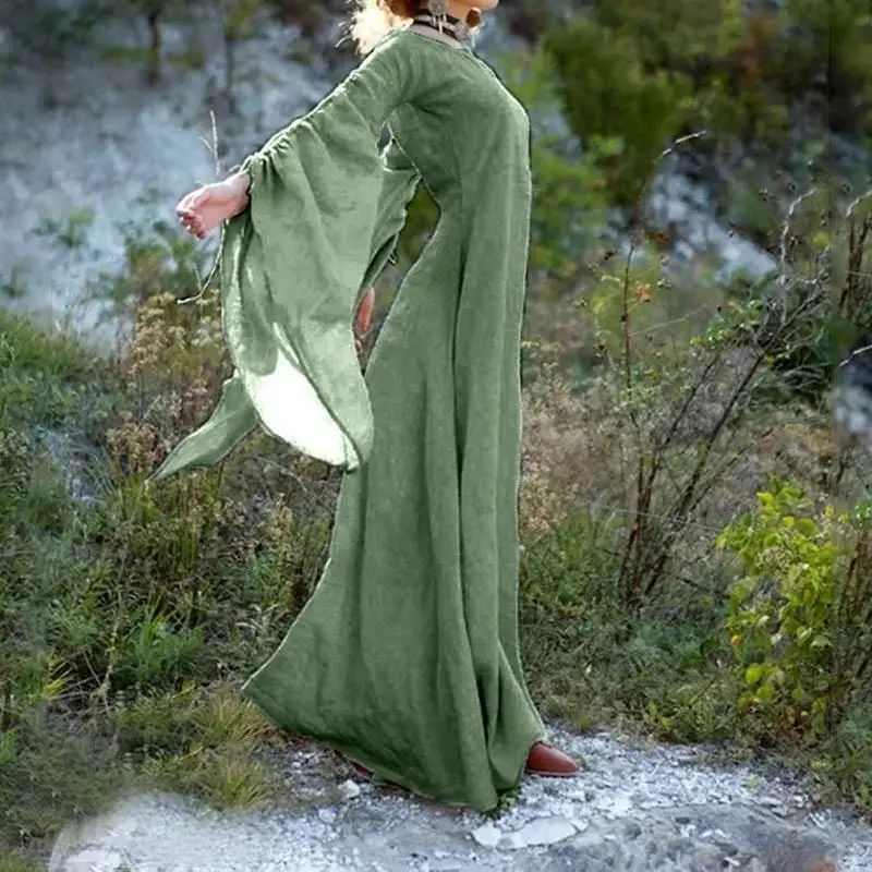 Nowa damska spódnica maxi na Halloween, z wysokim stanem, długa, pojedyncza, okrągła, jednolita, letnia sukienka 208