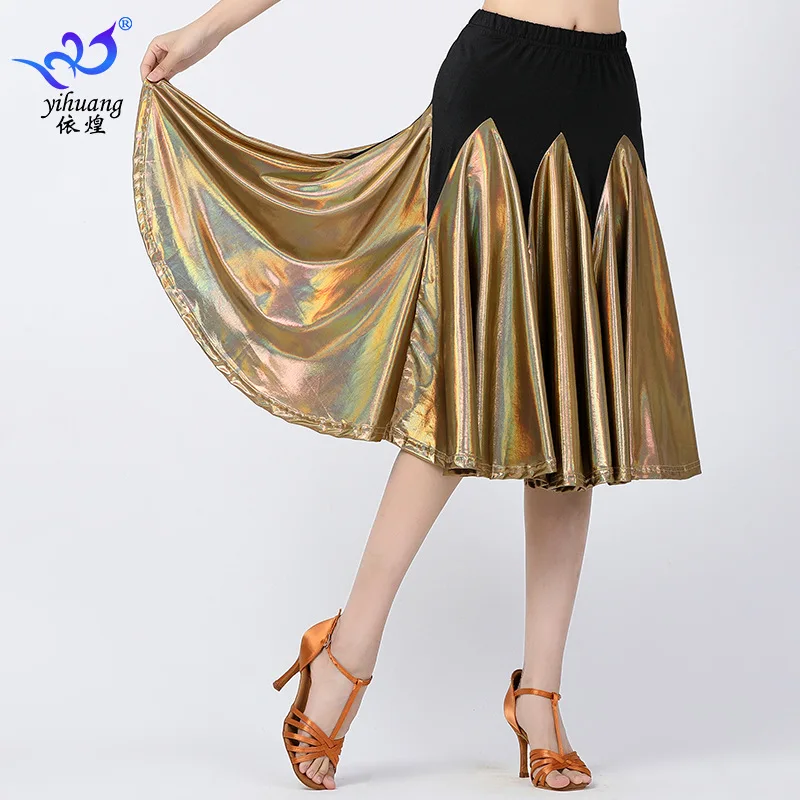 

1 шт./лот, женская модная юбка для латинских танцев, цветная юбка длиной до колена, женская лоскутная юбка для латинских танцев