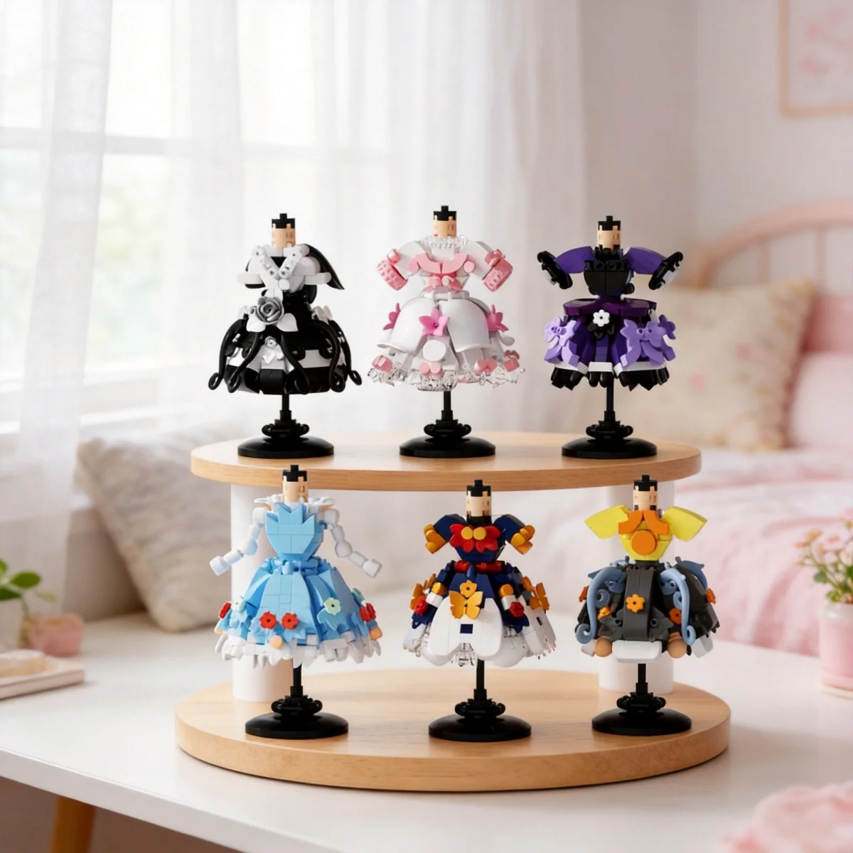 6 Styles Mini Dress Building Blocks Optional, Creative DIY Fashion Designer Toy, Cute Doll Clothes Model Gift for Girls