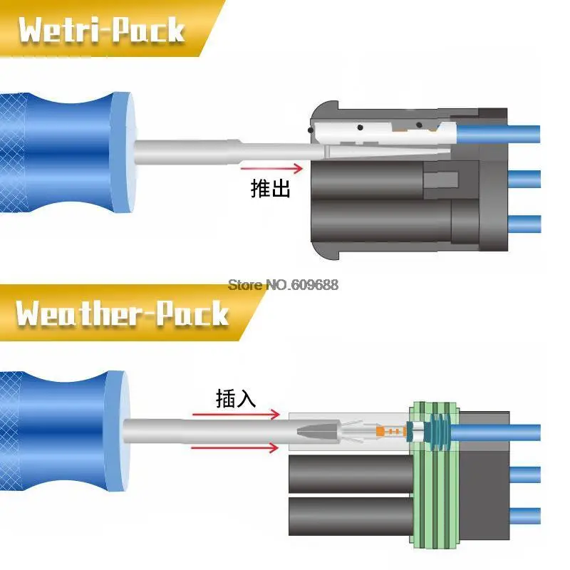 IWISS Automotive Plug Terminal Removal Tools for Amp Weather Metri Pack Connector DRK Wire Harness Needle Withdrawer