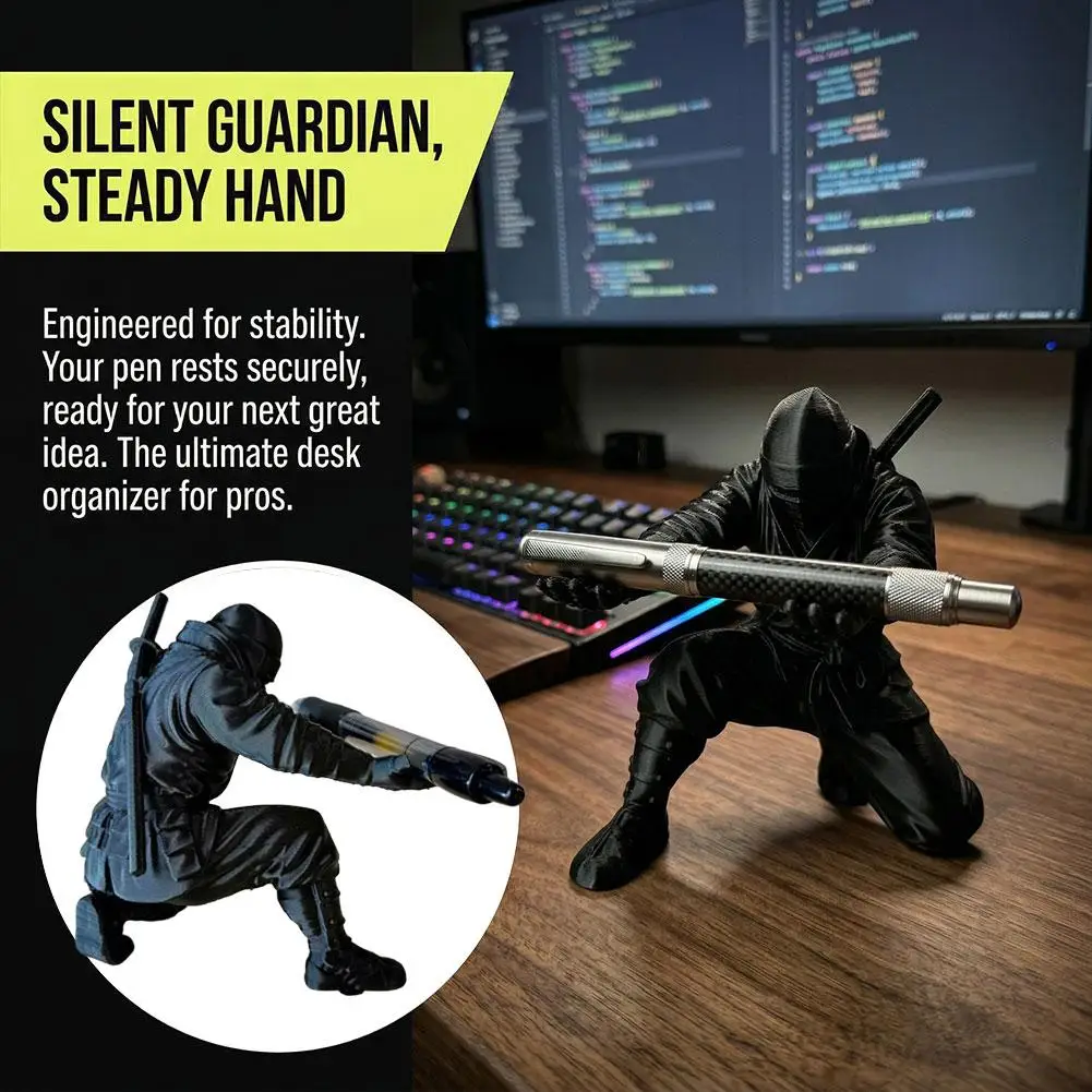 2pcs Creative 3D Printed Ninja Pen Holder Unique Figurine Stationery Organizer Pencil Figurines Desk Decor Craft For Pen Storage