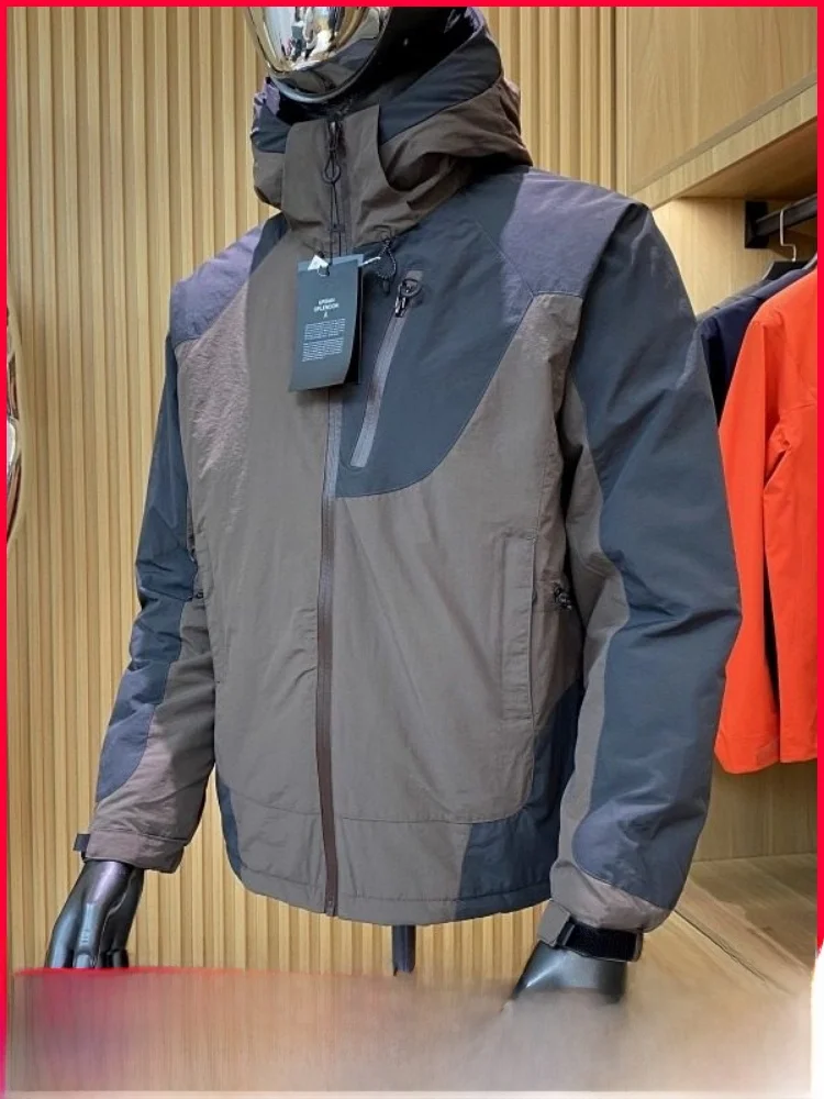 

Уличная зимняя спортивная одежда: легкая хлопковая куртка унисекс с цветными блоками, модный дизайн, для повседневной носки, из нейлоновой ткани