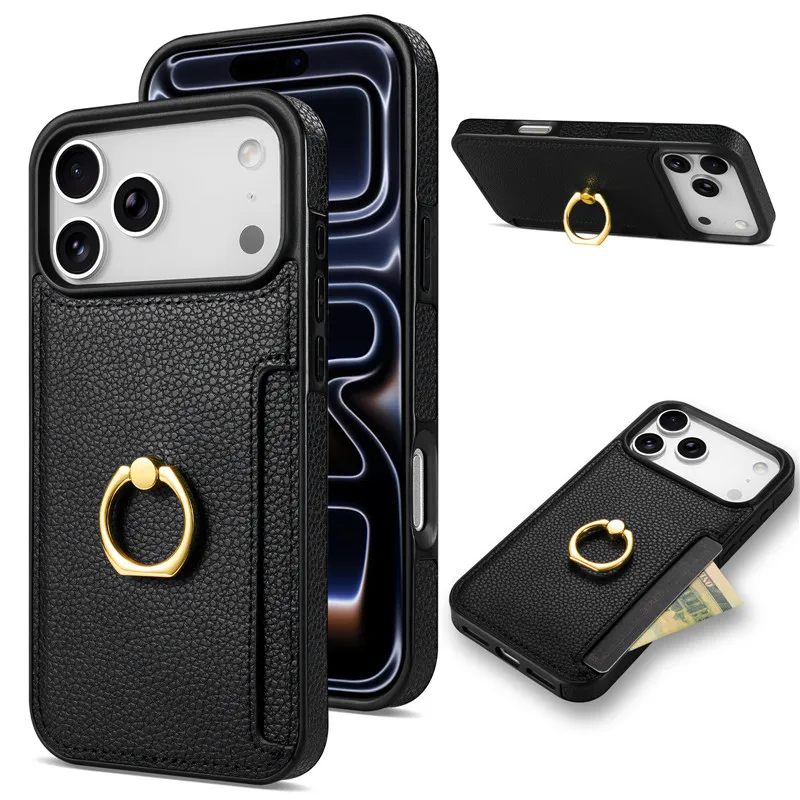 حافظة لهاتف آيفون 17 11 12 13 14 15 16 Pro Max Air Luxury فتحات للبطاقات غطاء بمسند