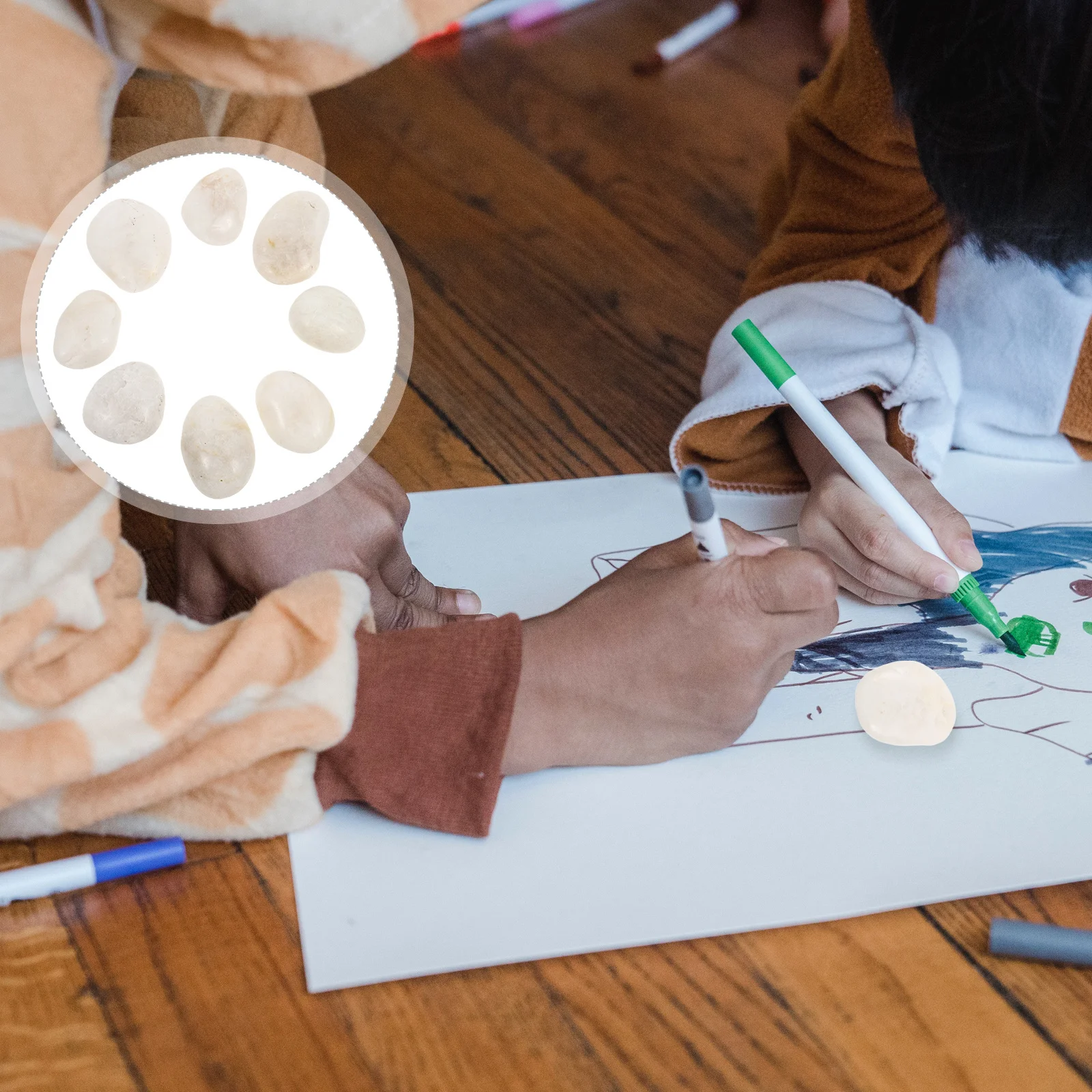 

8Pcs DIY Painted Stones Kids Painting Rocks Smooth Natural Size 4-6cm Hand Painted Pebbles Craft Drawing Pebbles for Art Fun