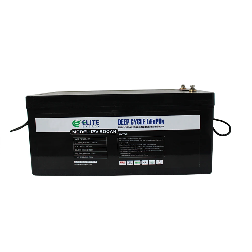 Elite Lifepo4 12V Diepe Cyclus Lifepo4 Lithium Ion Batterij 300ah Voor Zonnestelsel