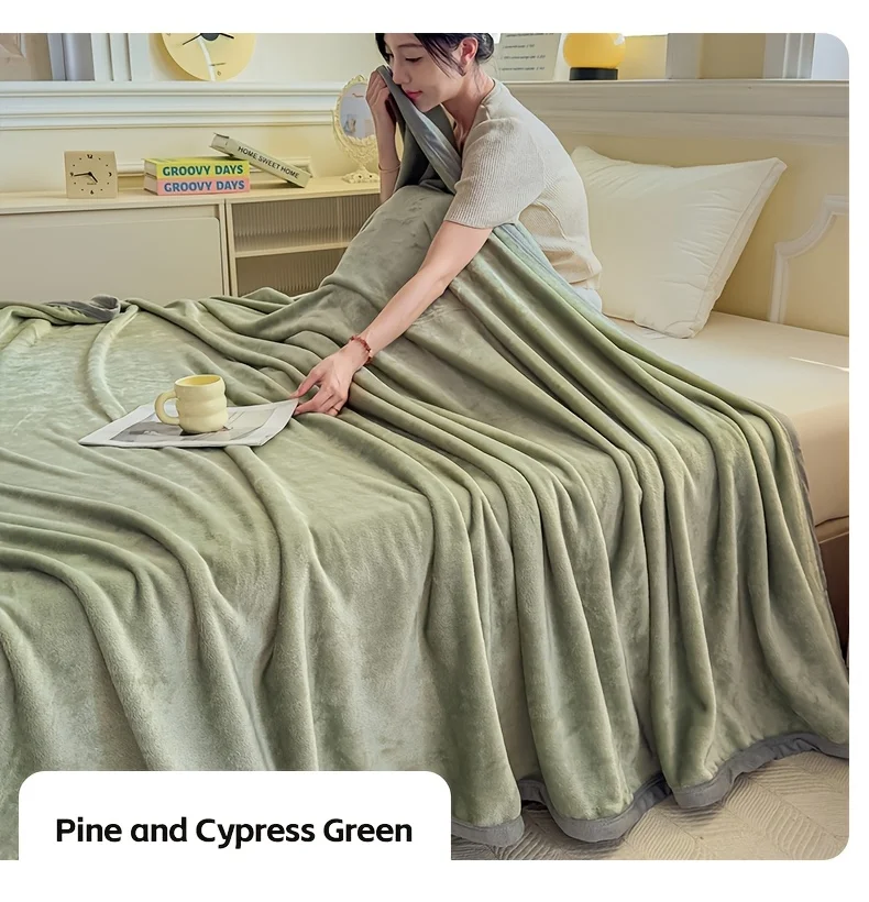 Solid Color Soft Flannel Sofa Throw Blanket Cozy Multi-Purpose Plush Blankets for Bed Travel Office Nap Single Double Bed Sheet