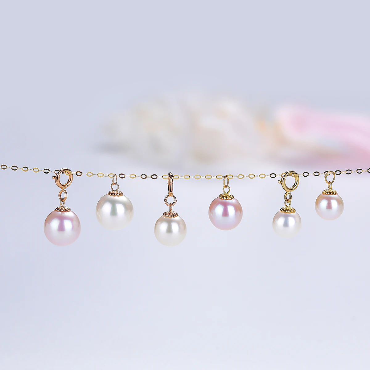 SMILE Pure 18K gold buckle natural pearl pendant DIY universal buckle Au750 bracelet necklace accessories exquisite jewelry